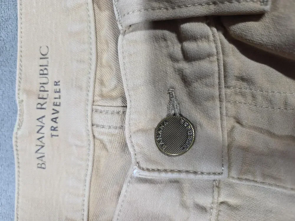 Banana Republic Traveler Jeans Mens 32x32 Fits 32x30 Beige Slim Straight